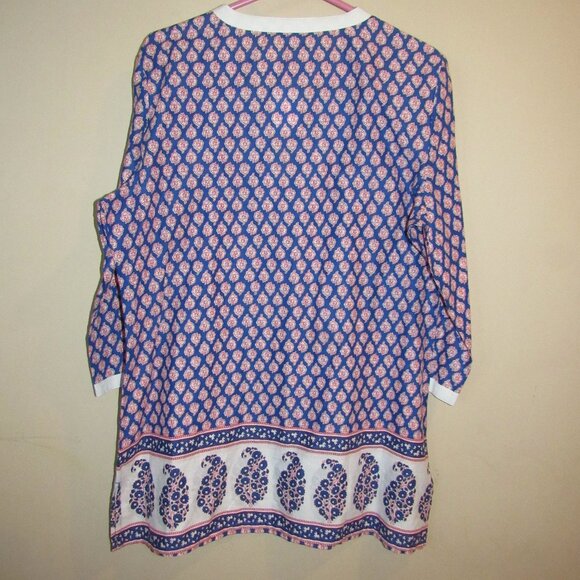 NWT J Crew Factory Printed Poplin Tunic Cobalt Blue Floral Top Women's XL E9413 - Picture 3 of 4